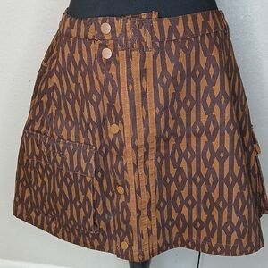 Brown Geometric Pattern Skirt